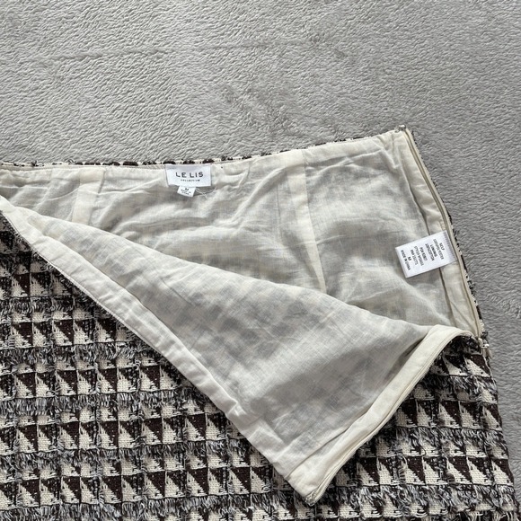 LE LIS Texture Geometric Fringe Mini Skirt Womens M Multicolor Boho Festival - Picture 6 of 10